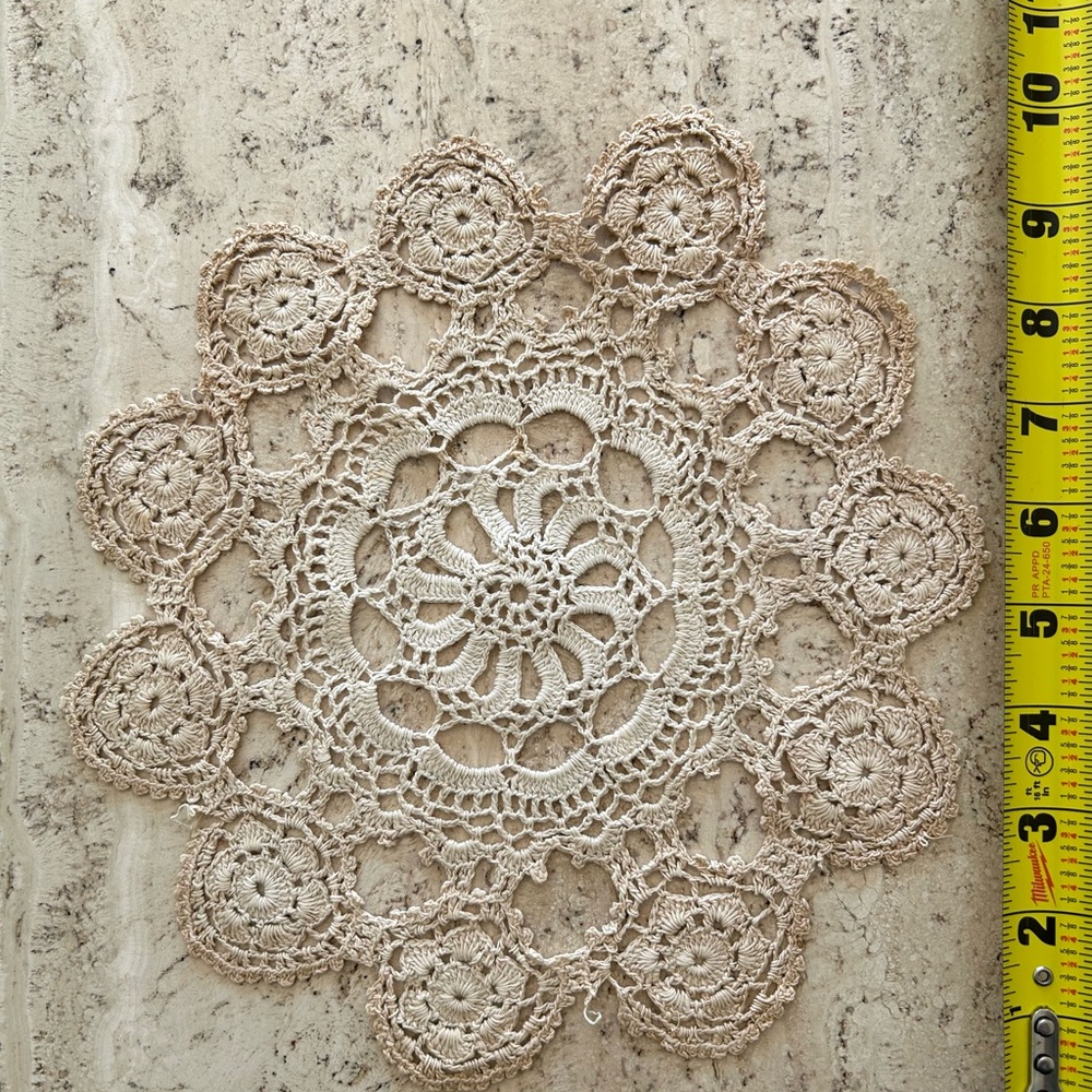 Handmade Vintage Crochet Doily in Light Beige